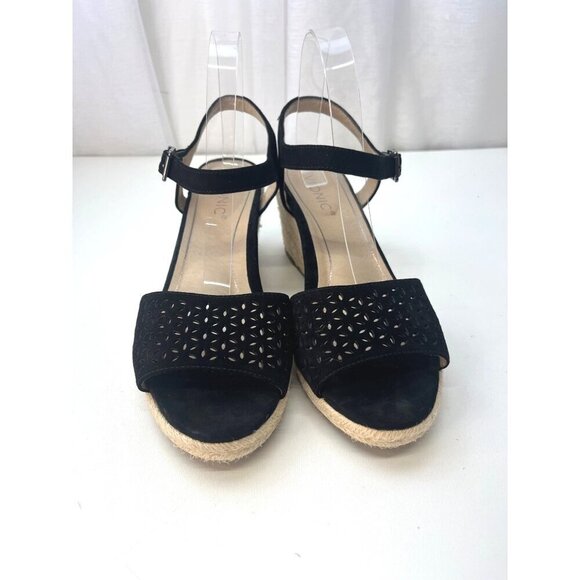 Vionic Womens Ariel Wedge Sandal Black Size 10M Suede Leather - Picture 2 of 15